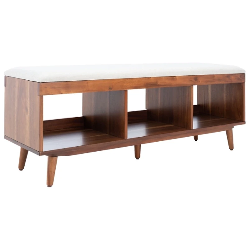 Linen Norma Open Shelf Wood Bench
