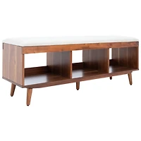 Linen Norma Open Shelf Wood Bench