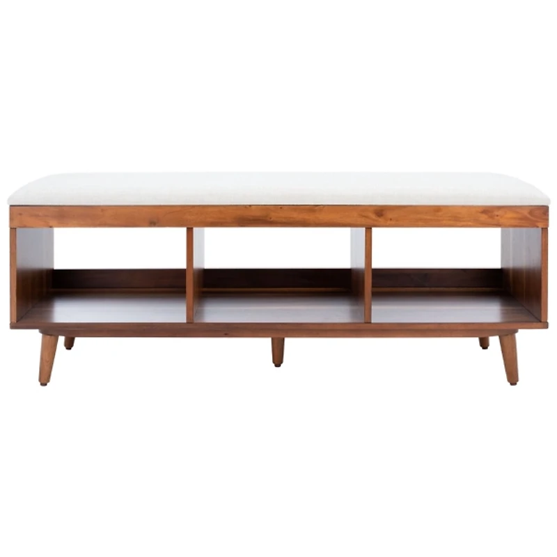 Linen Norma Open Shelf Wood Bench