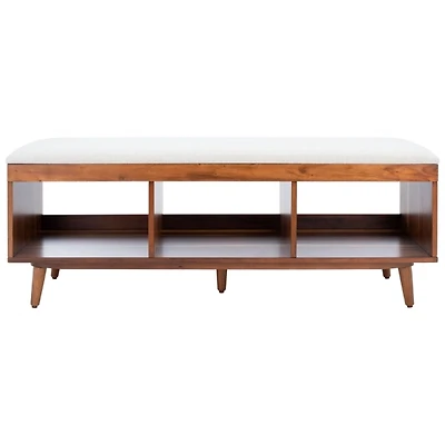 Linen Norma Open Shelf Wood Bench