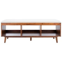 Linen Norma Open Shelf Wood Bench