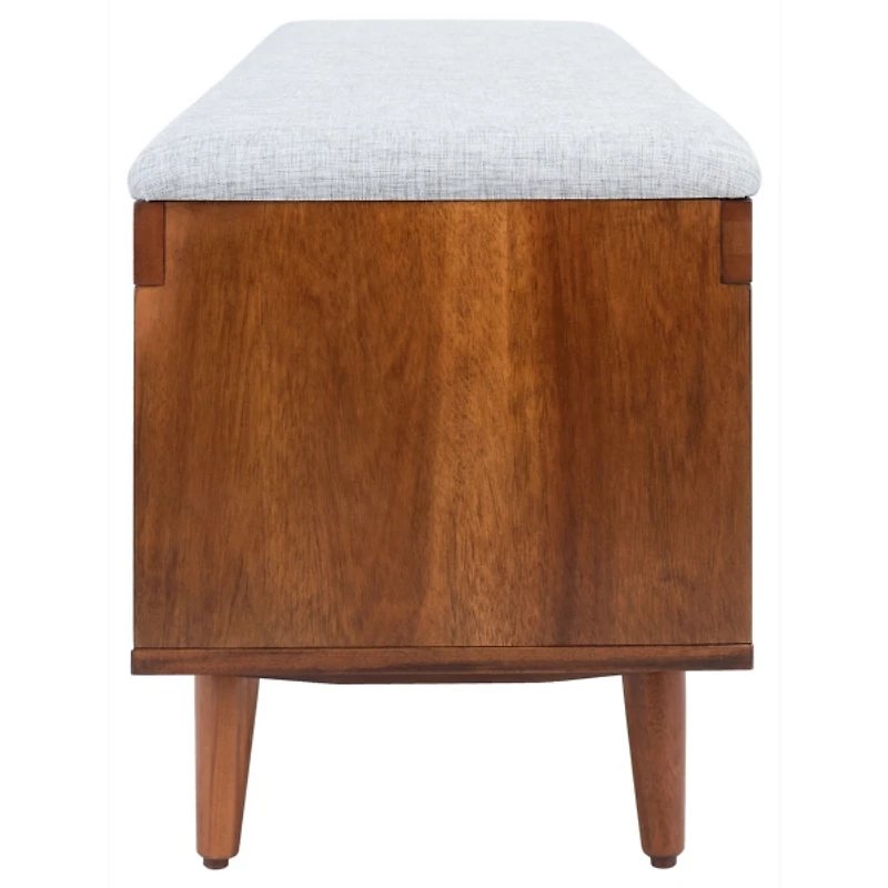 Gray Linen Norma Open Shelf Wood Bench