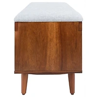 Gray Linen Norma Open Shelf Wood Bench