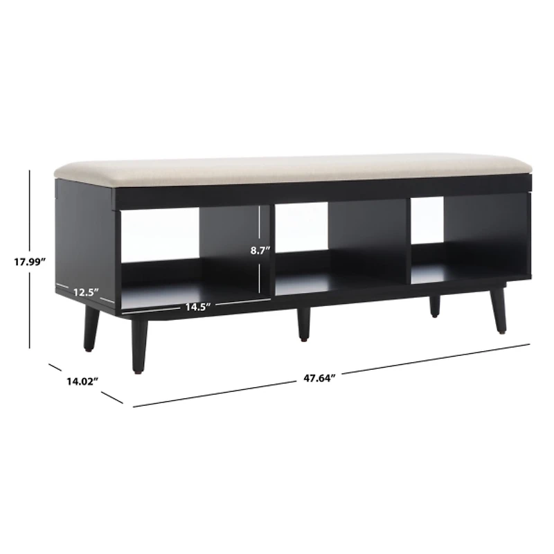 Linen Norma Open Shelf Black Bench