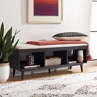 Linen Norma Open Shelf Black Bench
