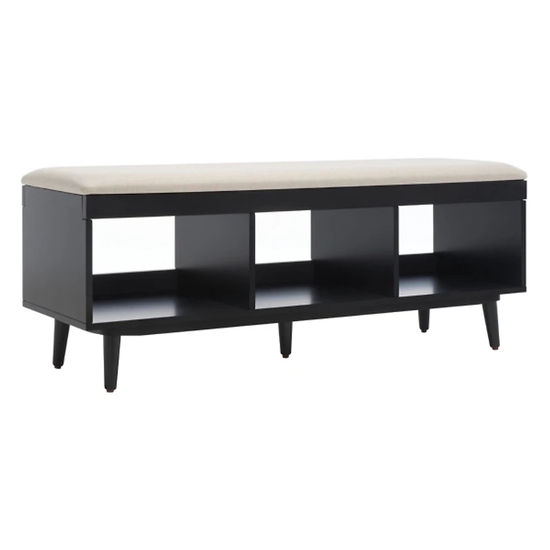 Linen Norma Open Shelf Black Bench