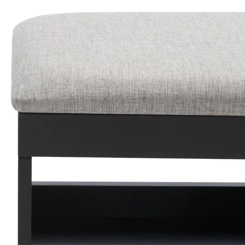 Gray Linen Norma Open Shelf Black Bench