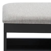 Gray Linen Norma Open Shelf Black Bench