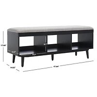 Gray Linen Norma Open Shelf Black Bench