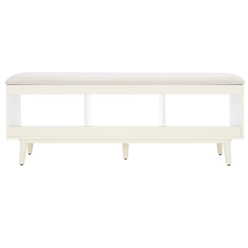 Cream Linen Norma Open Shelf White Bench