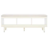 Cream Linen Norma Open Shelf White Bench