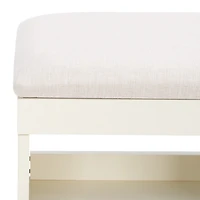 Cream Linen Norma Open Shelf White Bench