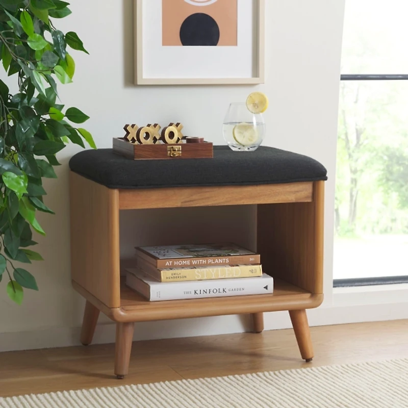 Upholstered Margie Open Shelf Bench