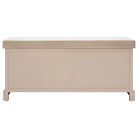 Tan Wood Zella Upholstered Storage Bench