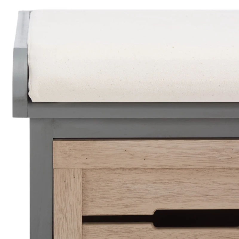 Gray Wood Zella Upholstered Storage Bench