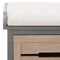 Gray Wood Zella Upholstered Storage Bench