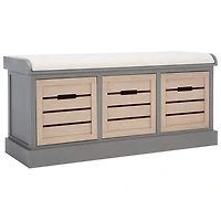 Gray Wood Zella Upholstered Storage Bench