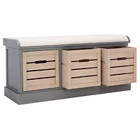 Gray Wood Zella Upholstered Storage Bench