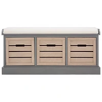 Gray Wood Zella Upholstered Storage Bench