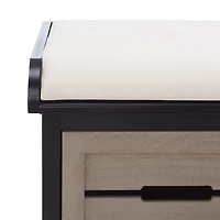 Black Wood Zella Upholstered Storage Bench