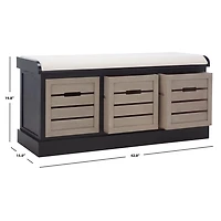 Black Wood Zella Upholstered Storage Bench
