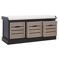 Black Wood Zella Upholstered Storage Bench