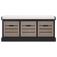 Black Wood Zella Upholstered Storage Bench