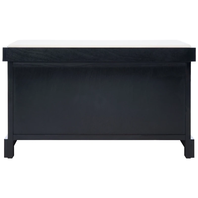 Black Upholstered Lanie 2-Drawer Storage Bench