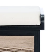 Black Upholstered Lanie 2-Drawer Storage Bench