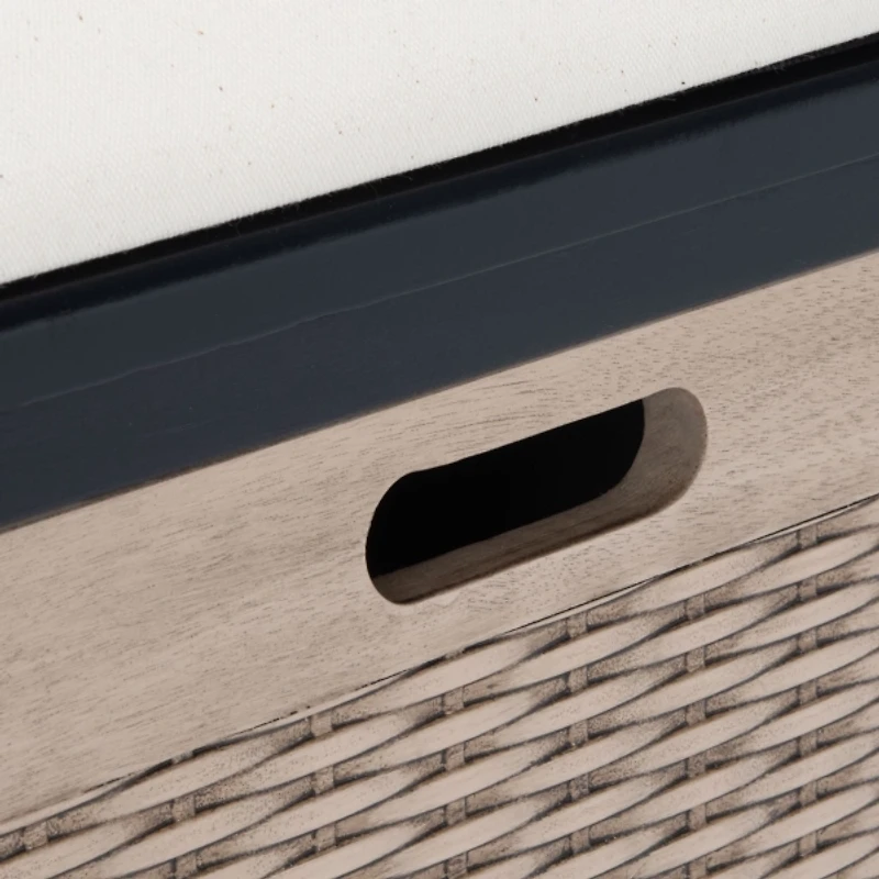 Black Upholstered Lanie 2-Drawer Storage Bench