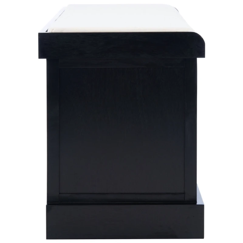 Black Upholstered Lanie 2-Drawer Storage Bench