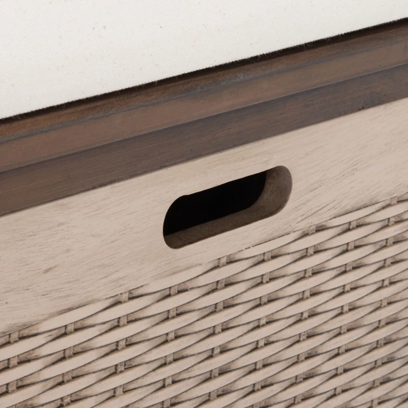 Brown Upholstered Lanie 2-Drawer Storage Bench