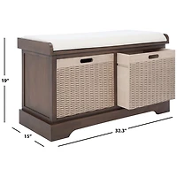 Brown Upholstered Lanie 2-Drawer Storage Bench