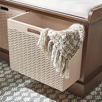 Brown Upholstered Lanie 2-Drawer Storage Bench