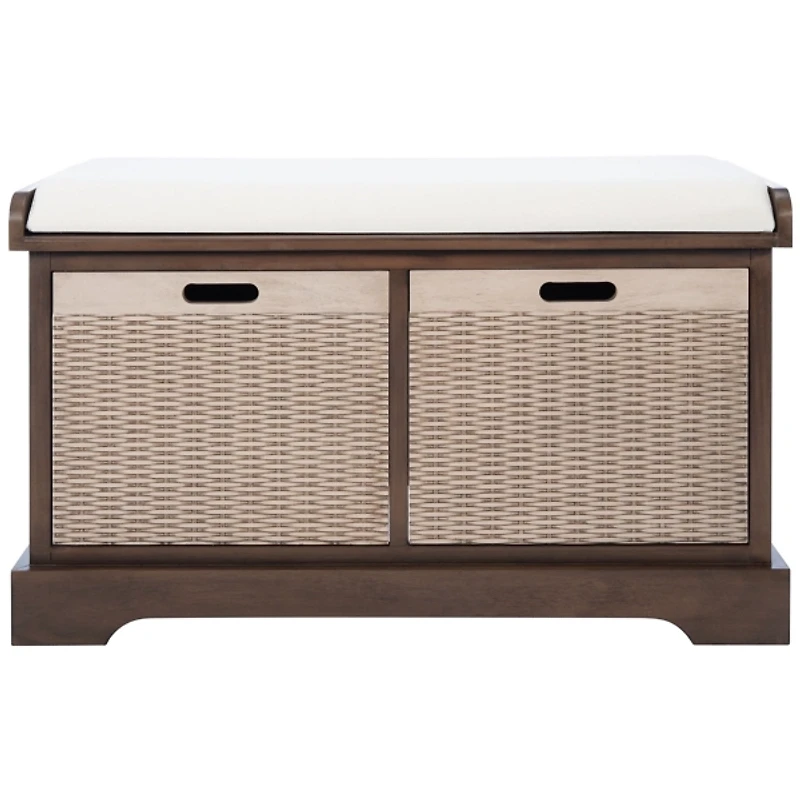 Brown Upholstered Lanie 2-Drawer Storage Bench