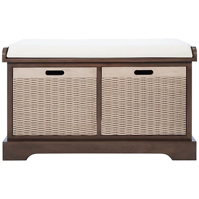 Brown Upholstered Lanie 2-Drawer Storage Bench