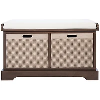 Brown Upholstered Lanie 2-Drawer Storage Bench