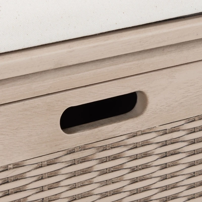 Sand Upholstered Lanie 2-Drawer Storage Bench