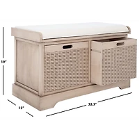Sand Upholstered Lanie 2-Drawer Storage Bench