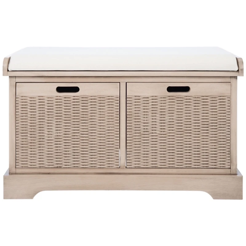 Sand Upholstered Lanie 2-Drawer Storage Bench