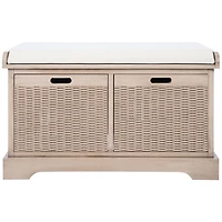Sand Upholstered Lanie 2-Drawer Storage Bench