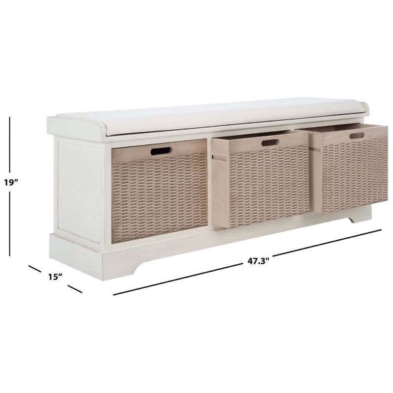 Upholstered Lanie 3-Drawer Storage Bench