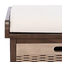 Brown Upholstered Lanie 3-Drawer Storage Bench