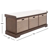 Brown Upholstered Lanie 3-Drawer Storage Bench