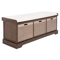 Brown Upholstered Lanie 3-Drawer Storage Bench
