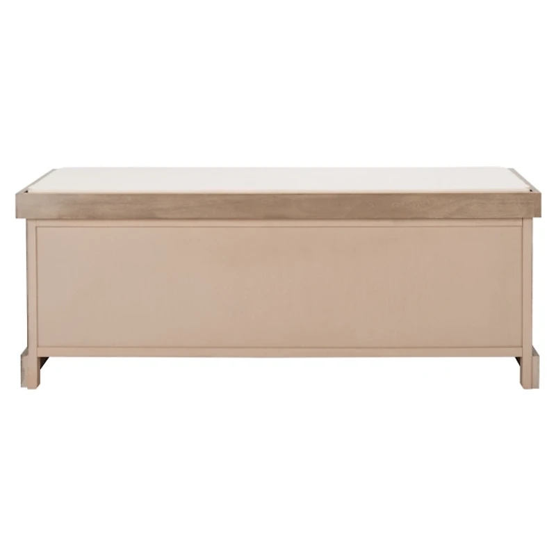 Sand Upholstered Lanie 3-Drawer Storage Bench