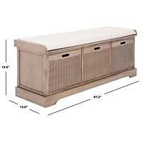 Sand Upholstered Lanie 3-Drawer Storage Bench