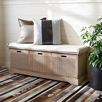 Sand Upholstered Lanie 3-Drawer Storage Bench