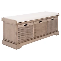 Sand Upholstered Lanie 3-Drawer Storage Bench