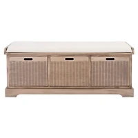 Sand Upholstered Lanie 3-Drawer Storage Bench